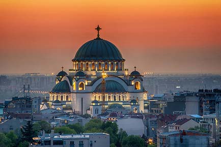 Coucher de soleil temple Belgrade